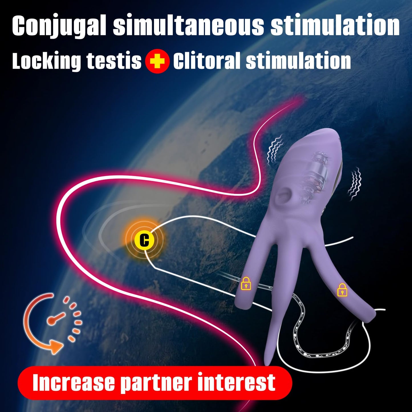 Octopus Tentacles Clitoral Stimulator 9 Vibrating Cock Ring Penis Ring Sex Toy for Men Couples