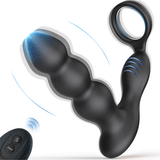 Olan 3 Progressive Beads Low Noise 10 Vibrating Prostate Massager Butt Plug with Cock Ring