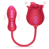 Rose Vibrator for Woman - 3 in 1 Clitoral Stimulator Tongue Licking Thrusting G Spot Dildo Vibrator with 9 Modes