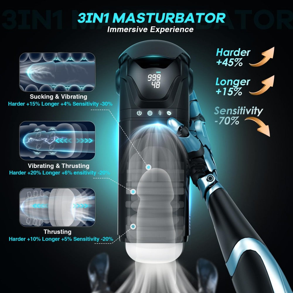 Penis Pump Sex Toy for Men with 9 Sucking & 9 Thrusting & 9 Vibrating APP Control Adult Toys Pocket Pussy