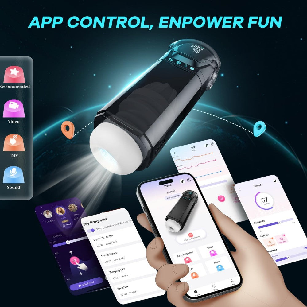 Penis Pump Sex Toy for Men with 9 Sucking & 9 Thrusting & 9 Vibrating APP Control Adult Toys Pocket Pussy