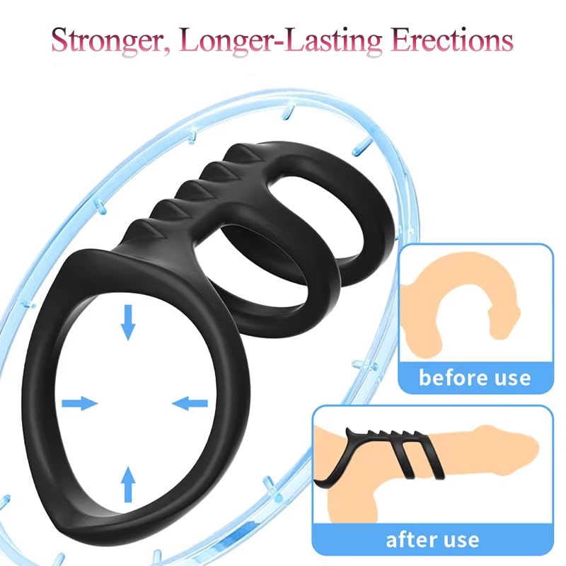 Penis Sleeve Sex Toys Triple Cock Rings for Male Penis Enlarger Penis Extender Delay Ejaculation