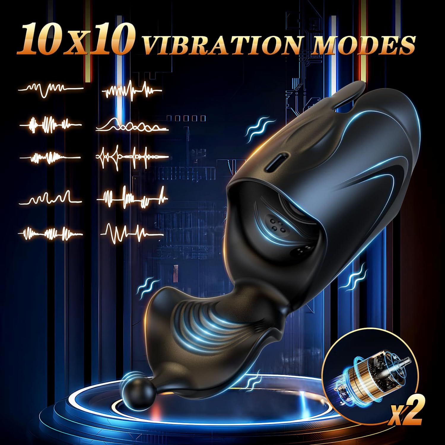 Penis Vibrator 2-Motor Penis Glans Training 10-Vibration Modes Penis Sleeve Male Masturbation Cup