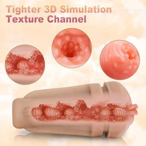 Realistic Textured Pocket Pussy Mens Stroker with 10 Vibration Mode Blowjob Machine Masturbators for Penis Training