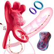 Realistic Tongue-Shape Clitoral Vibrator Cock Ring with 9 Vibration Modes for Men Enhanced Couple Pleasure