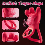 Realistic Tongue-Shape Clitoral Vibrator Cock Ring with 9 Vibration Modes for Men Enhanced Couple Pleasure