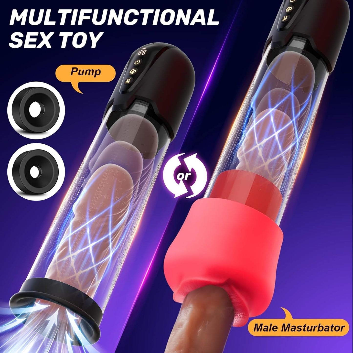 Red Fury Armour Sex Toys for Men Penis Pumps - Male Masturbator with Automatic Electric Sucking Enlargement- Vibration & SuctionStroker Penis Extender Oral Sex Toys