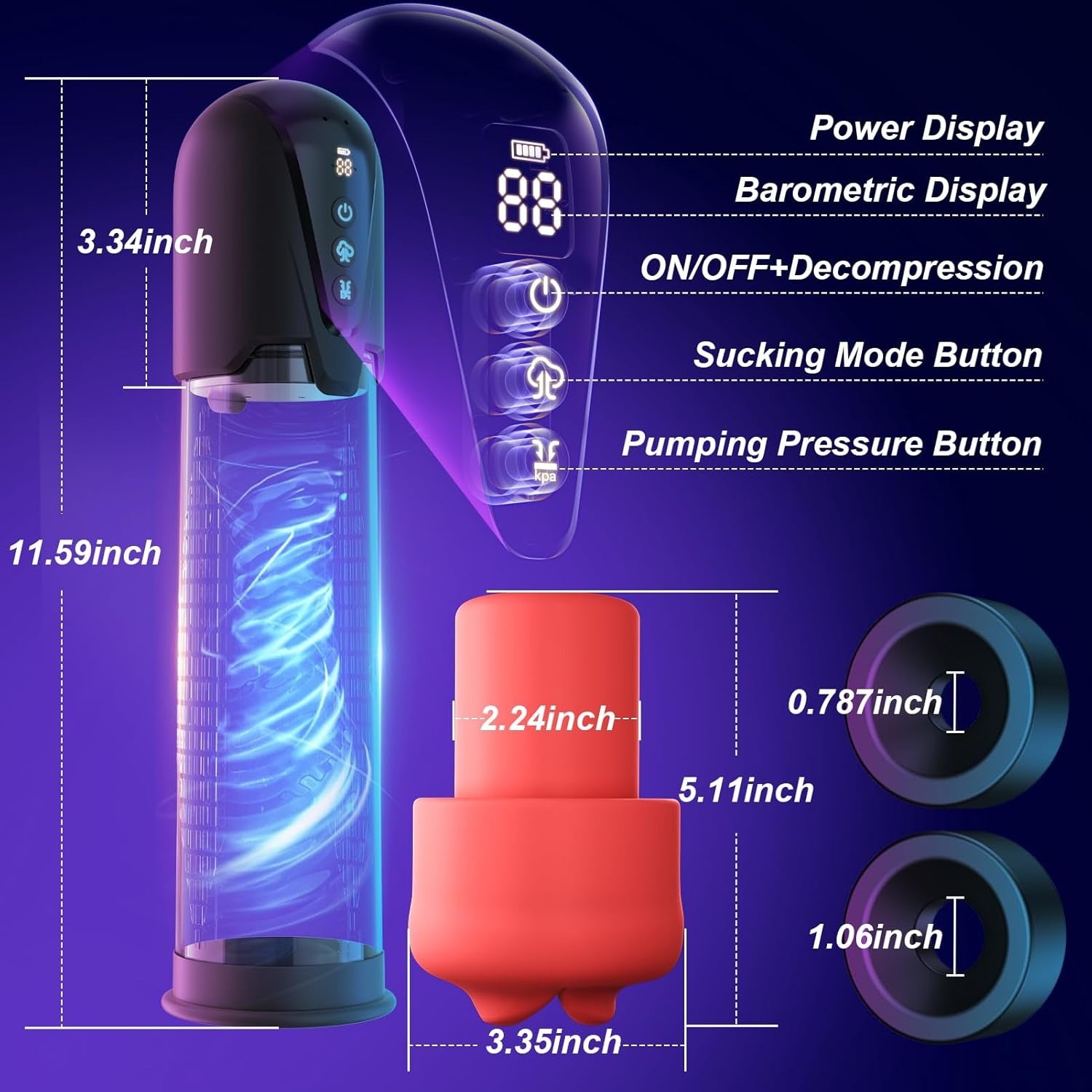 Red Fury Armour Sex Toys for Men Penis Pumps - Male Masturbator with Automatic Electric Sucking Enlargement- Vibration & SuctionStroker Penis Extender Oral Sex Toys