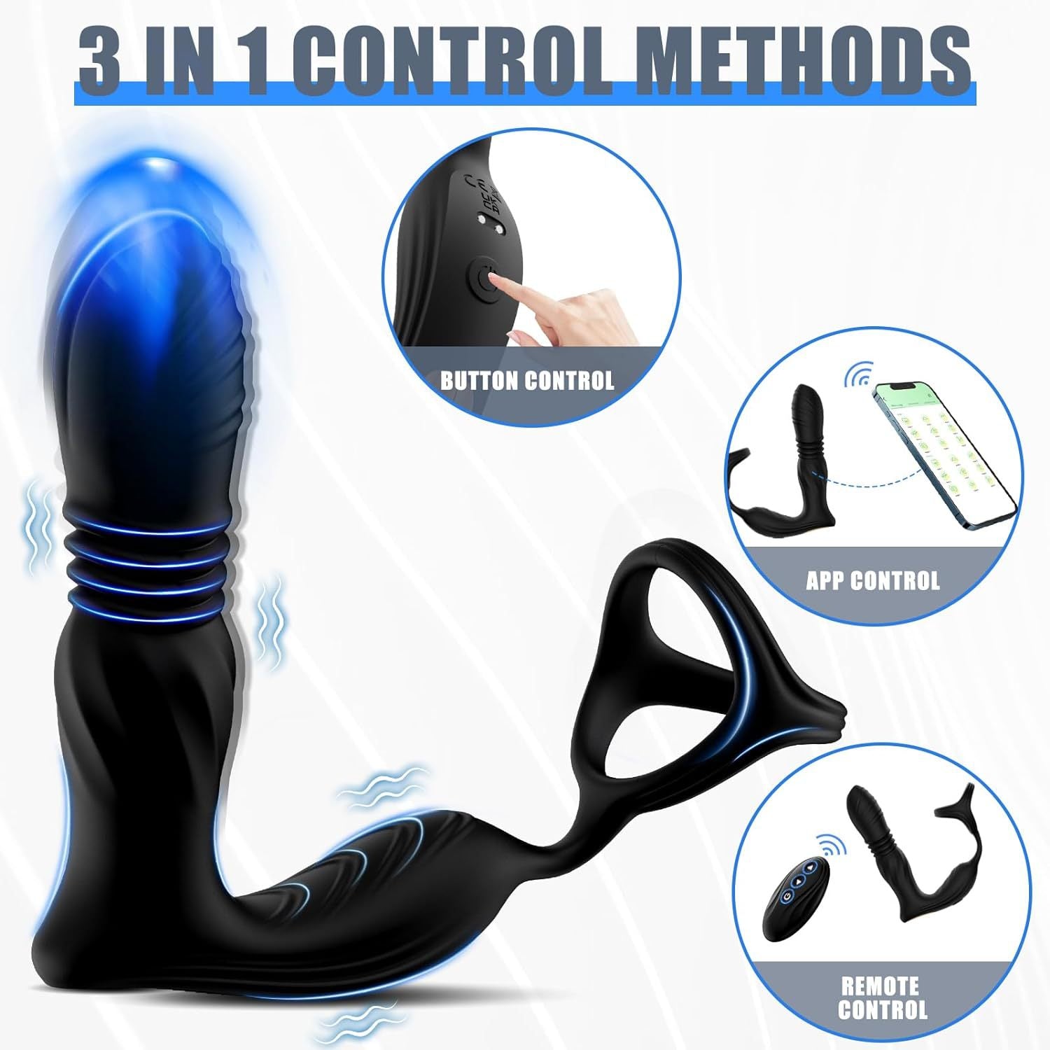 Remote Control 9 Vibration Thrusting Triangle Ring Prostate Massager