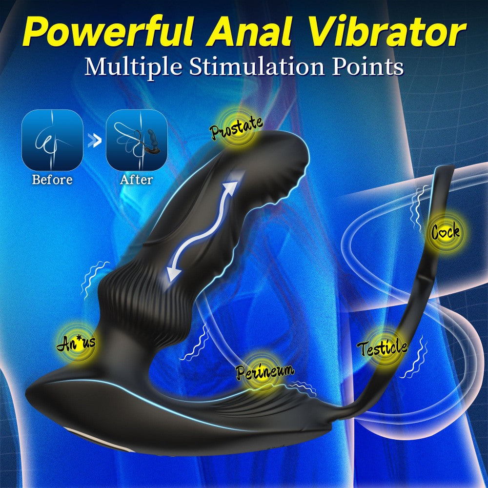 Remote Control Anal Beads with 10 Wriggling & 10 Vibrating Modes Prostate Massager Dildo Anal Butt Plug Vibrators Sex Toys for Men