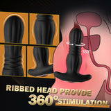 Masajeador de próstata anal con vibración y empuje 7 con cabeza acanalada 