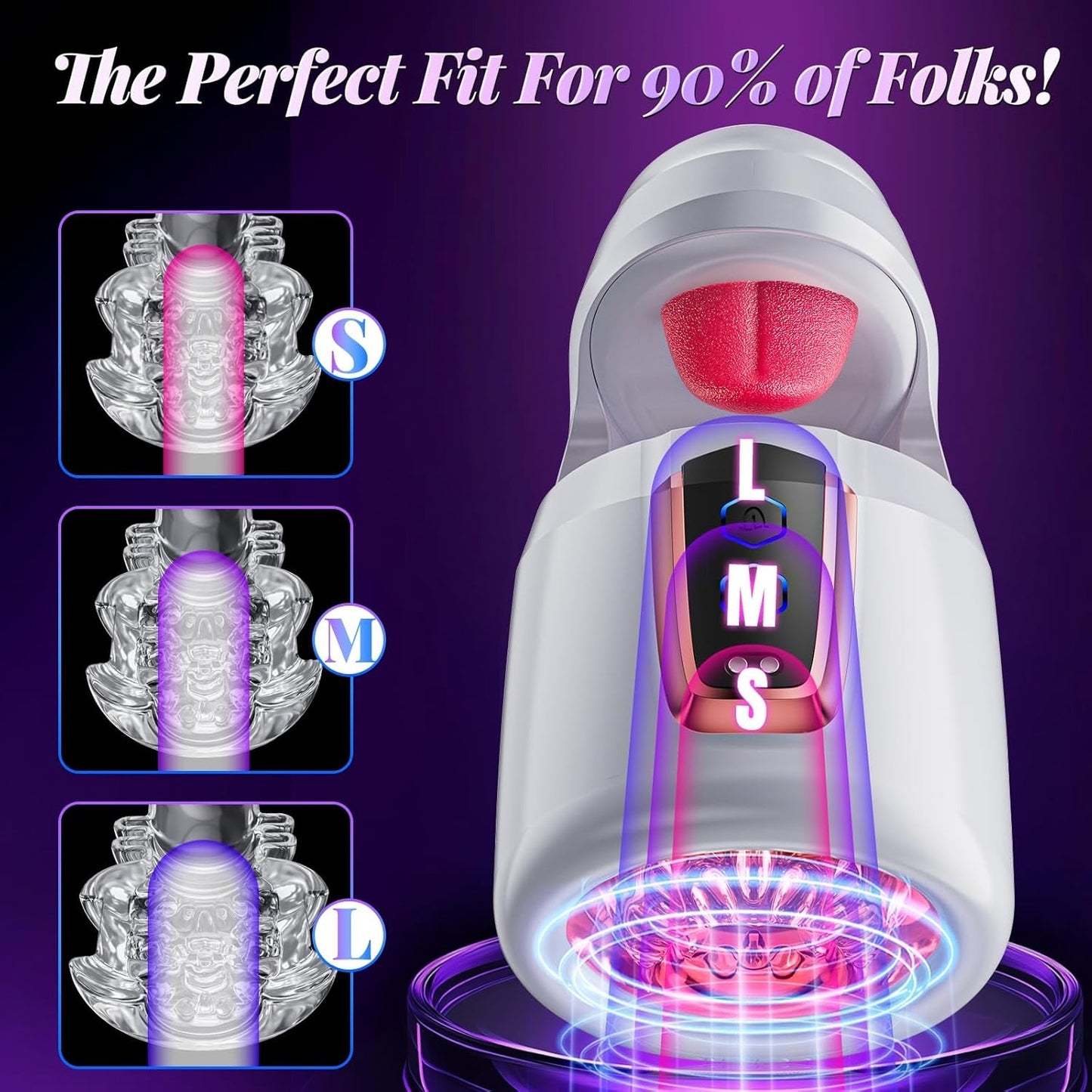 Glans Trainer 10 Licking Thrusting Blowjob Machine Sex Toys for Men Male Masturbator - Male Sex Toy with 10 Thrusting & 10 Real Tongue Licking Modes Stroker for Training Stimulation