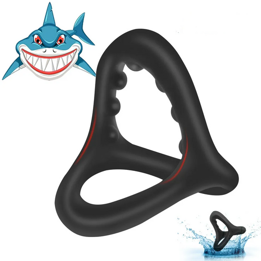 Shark Shape Penis Ring 3-in-1 Silicone Cock Ring for Enhanced Performance
