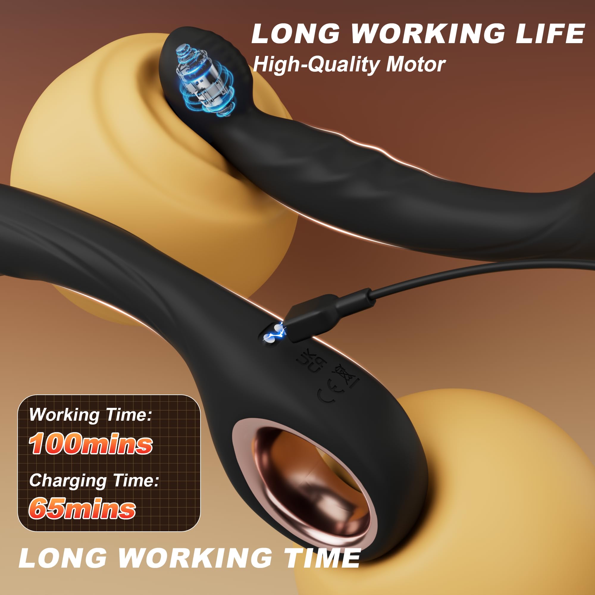 Vibrating Prostate Massager Anal Vibrator Prostate Wand Dildo G Spot Vibrator with Ring Handle