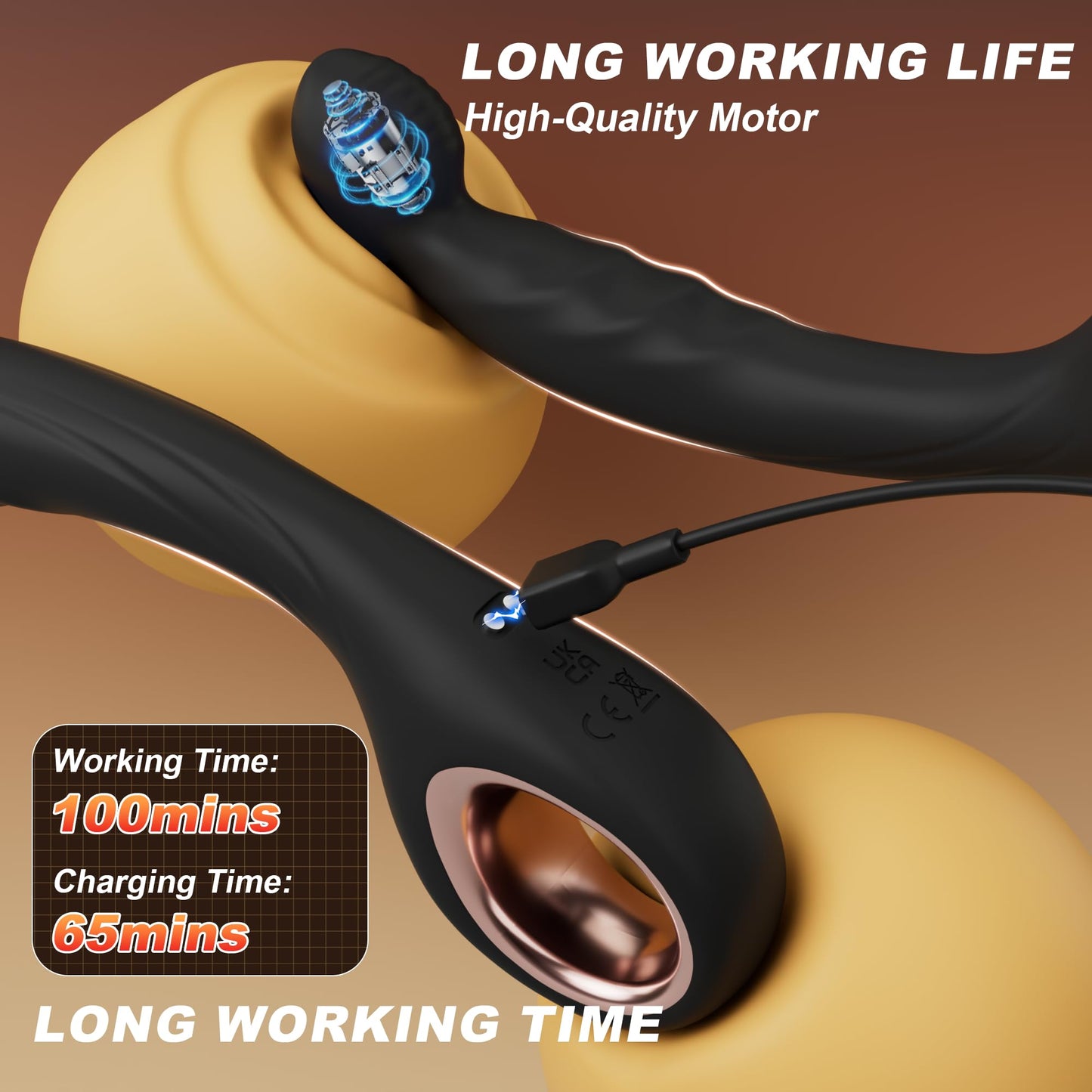 Vibrating Prostate Massager Anal Vibrator Prostate Wand Dildo G Spot Vibrator with Ring Handle