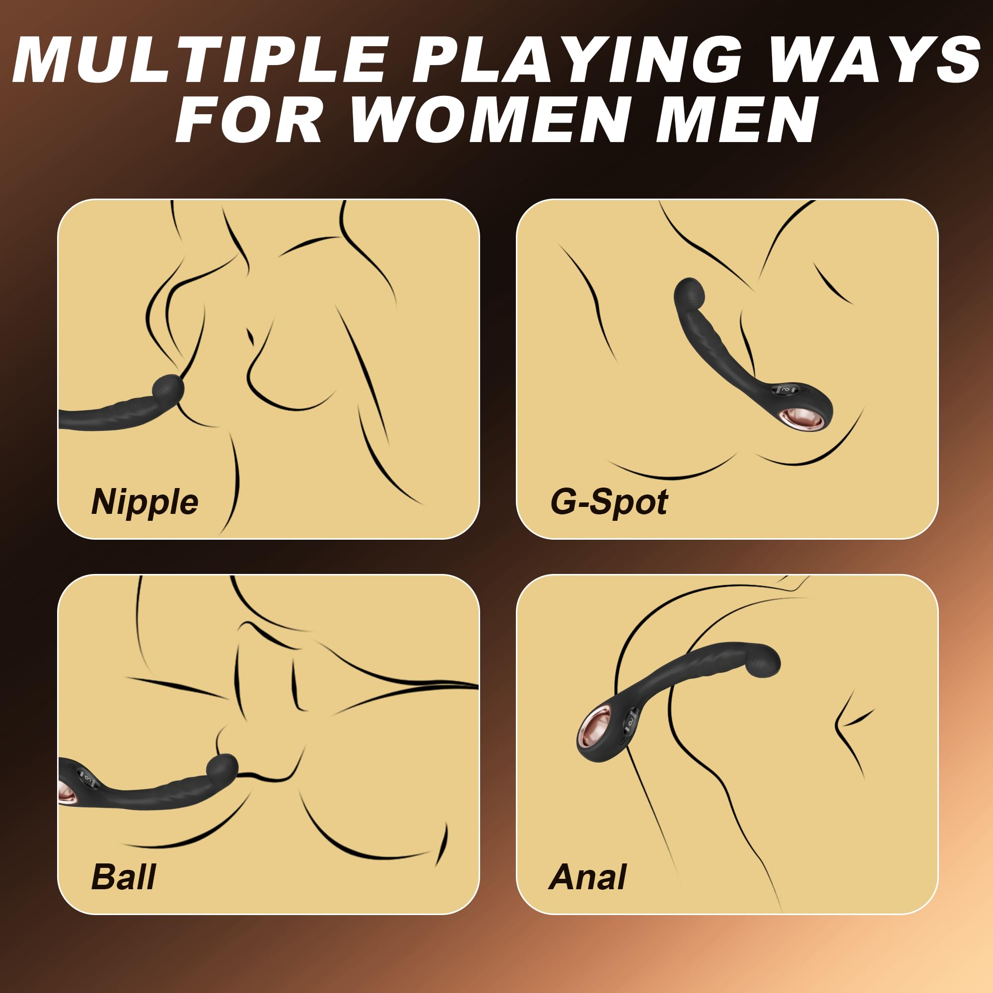 Vibrating Prostate Massager Anal Vibrator Prostate Wand Dildo G Spot Vibrator with Ring Handle
