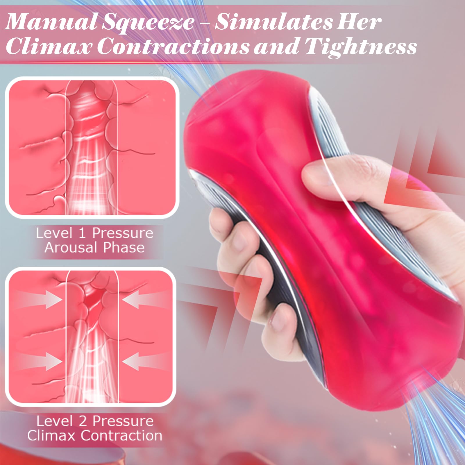 Squeezable Jelly Sleeve Manual Sucking Male Masturbator Realistic Textured Pocket Pussy Penis Vibrator Stroker