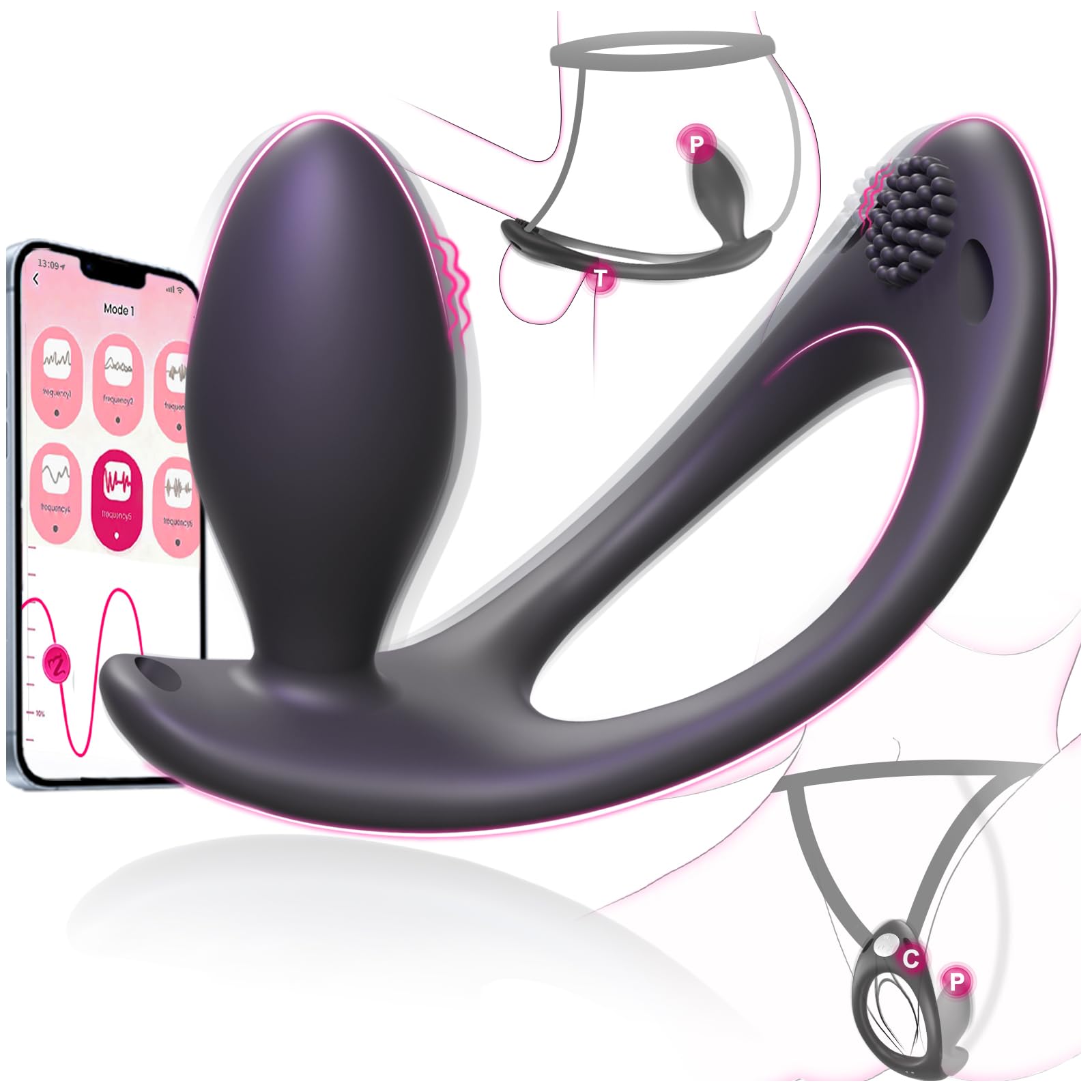 Strap On Vibrating Anal Butt Plug App Prostate Massager Testicle Sex Toy For Couple