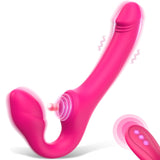 Strapless Strap-On Double-Ended Dildo with 10 Modes & Remote Control Realistic G-Spot Anal Dildo Vibrator