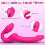 Strapless Strap-On Double-Ended Dildo with 10 Modes & Remote Control Realistic G-Spot Anal Dildo Vibrator