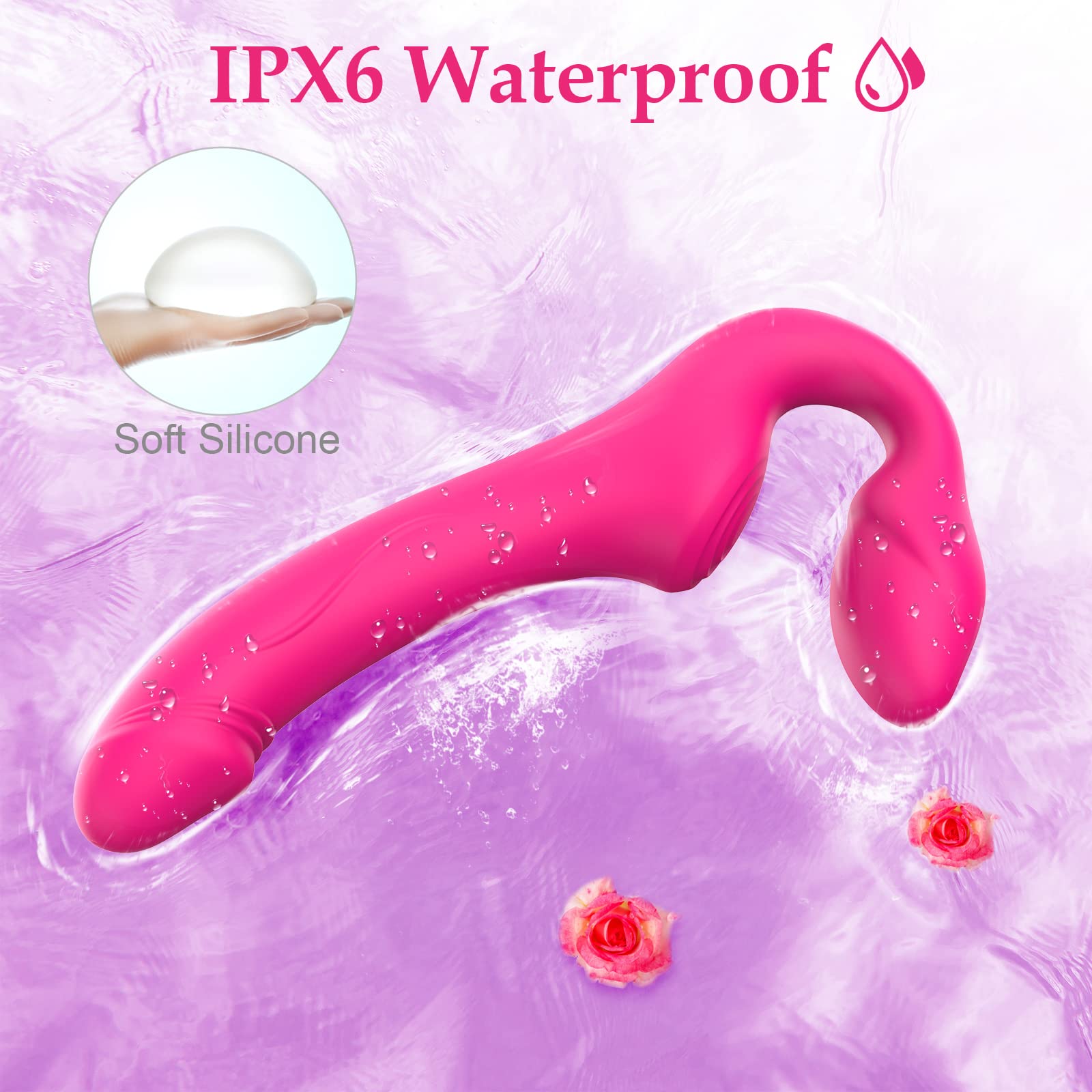 Strapless Strap-On Double-Ended Dildo with 10 Modes & Remote Control Realistic G-Spot Anal Dildo Vibrator