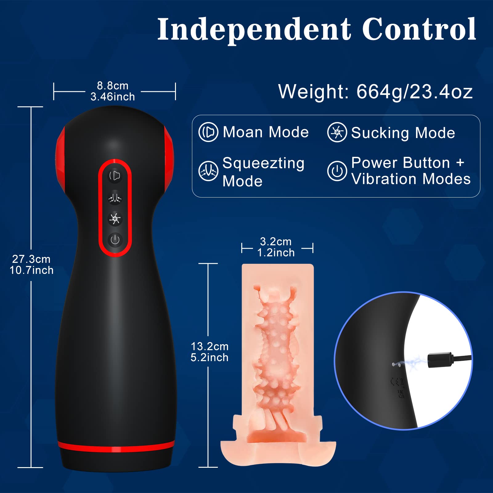 10 Vibration Masturbation Cup with 7 Sucking & 7 Squeezing Modes  Vibrating Masturbator With Voice