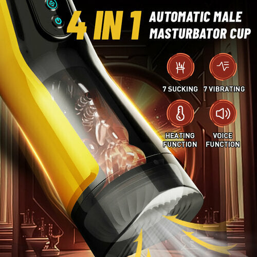 Tail Fin 7 Sucking 7 Vibrating Auto Heating Male Masturbator