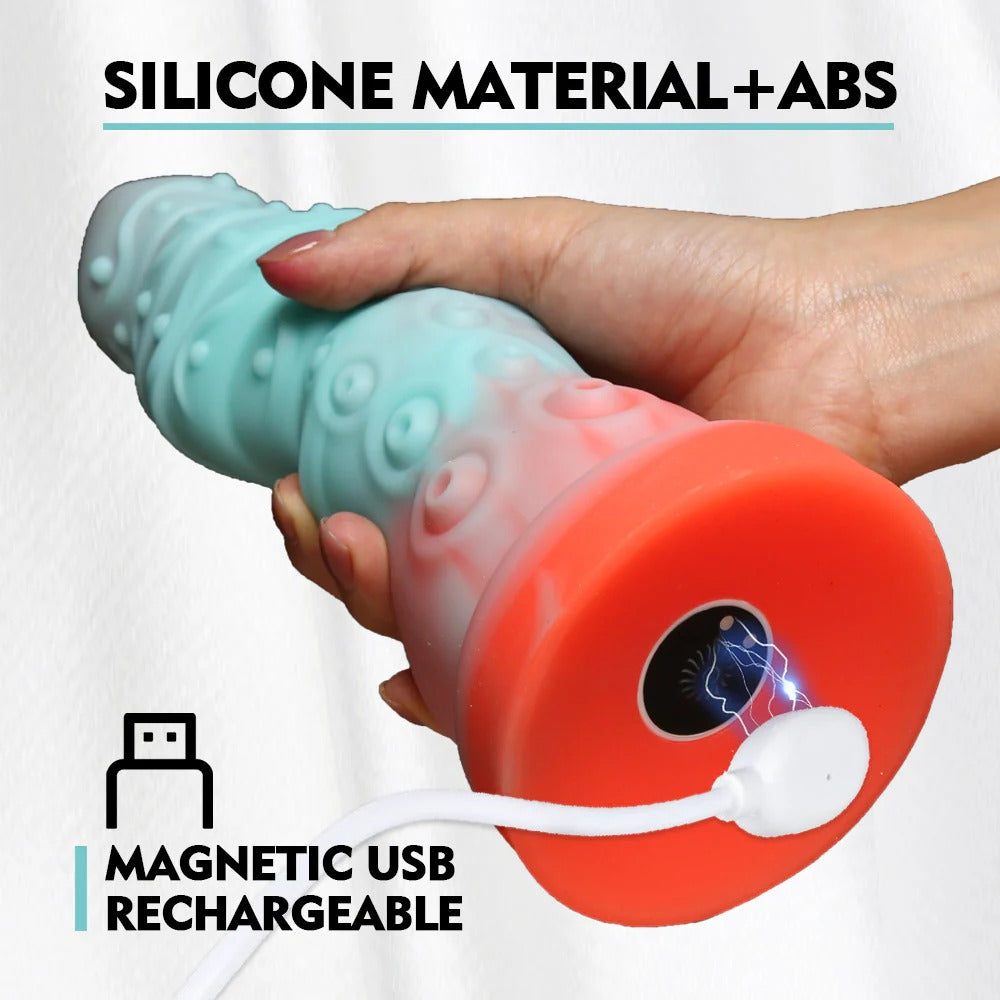 Thick Huge Anal Plug Textured Vibrating Sea Monster Dildo