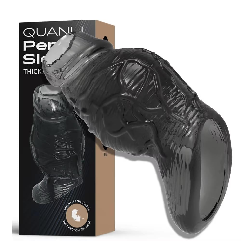 Thickened Male Penis Sleeve Penis Extender Enlargement Reusable Cock Sleeve Cock Ring for Couple Sex Toys
