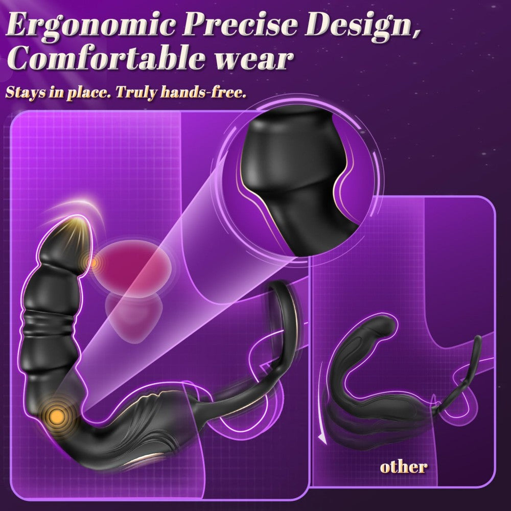 Thrusting Prostate Massager Anal Plug Vibrator with Remote Control for Men  with Wearable Stretchy Penis Ring