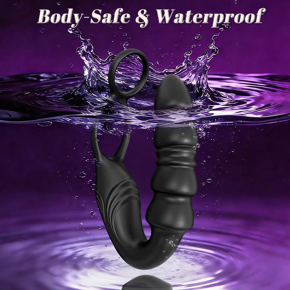 Thrusting Prostate Massager Anal Plug Vibrator with Remote Control for Men  with Wearable Stretchy Penis Ring