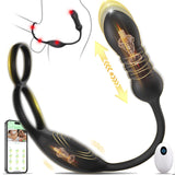 Thrusting Prostate Massager Anal Sex Toy With Vibrating Cock Ring Couples Toy