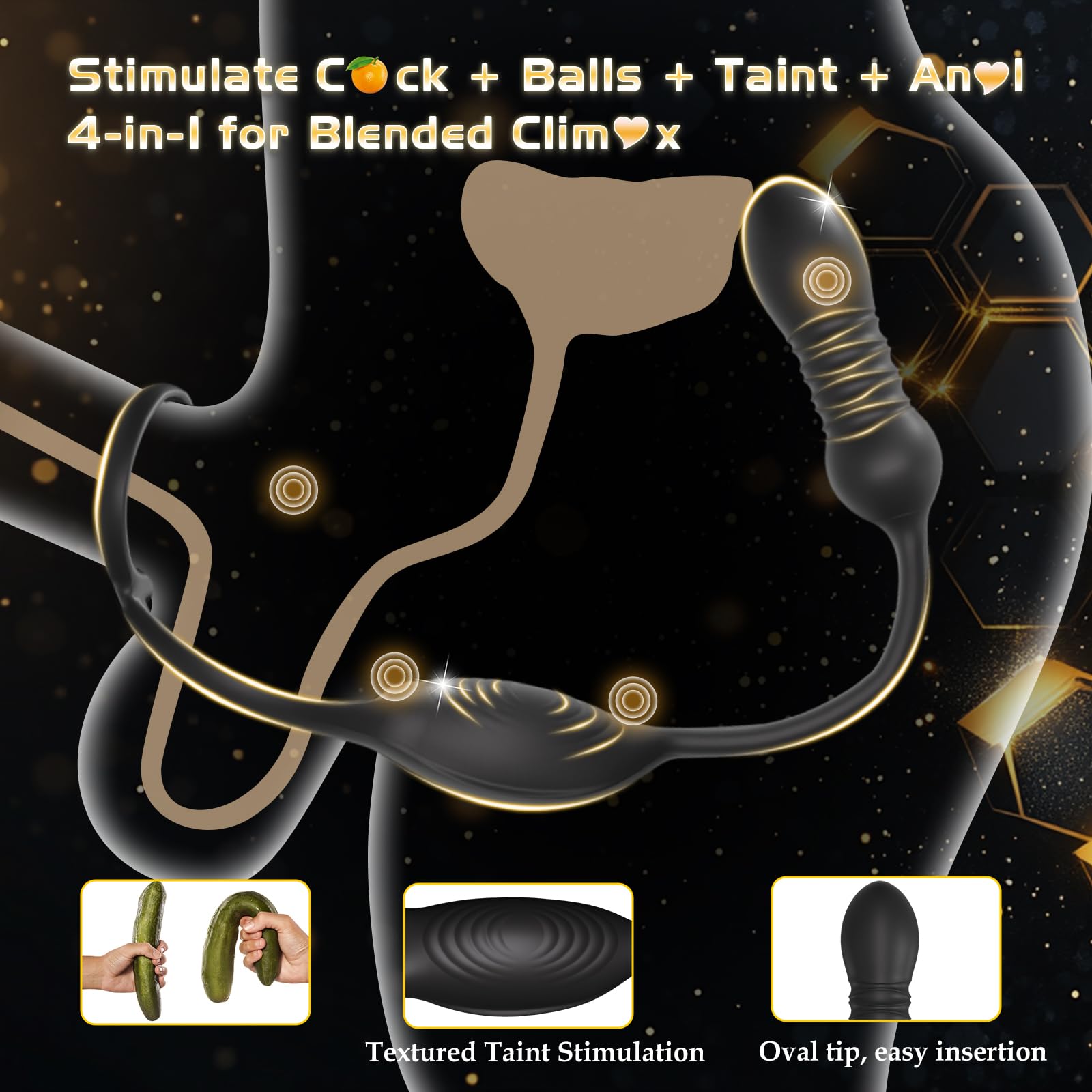 Thrusting Prostate Massager Anal Sex Toy With Vibrating Cock Ring Couples Toy