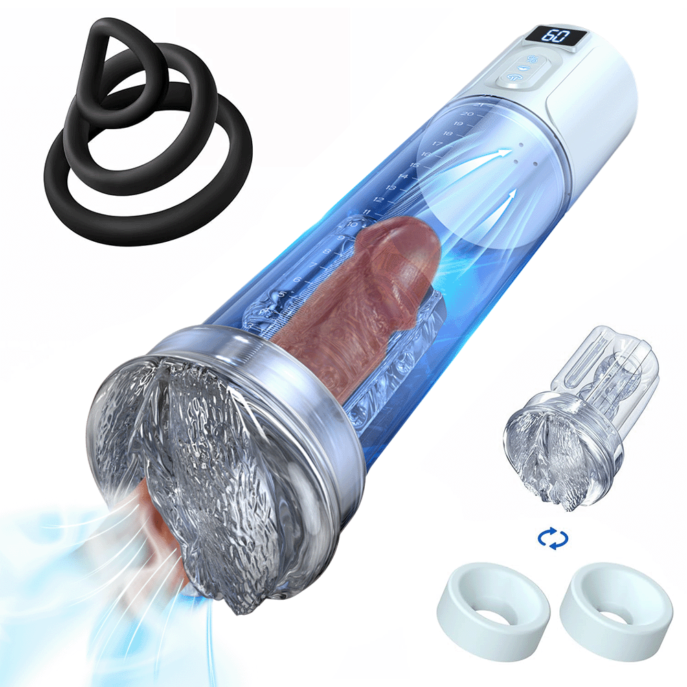 Transparent 6 Erection Training Modes Electric Penis Pump Male Sex Toys Penis Pump Vacuum Cylinder Large Cock Extender Pump