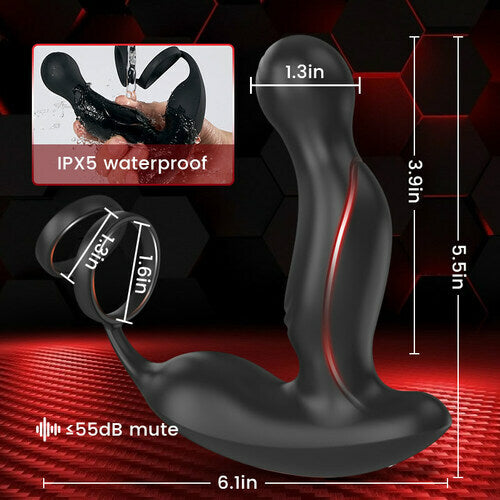 U-SINER 3-IN-1 Prostate Massager With 11 Vibrations & Dual Penis Ring