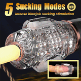 Upgraded Tornado 5 Sucking & 10 Vibrating Transparent Dual Motor Male Masturbation Cup