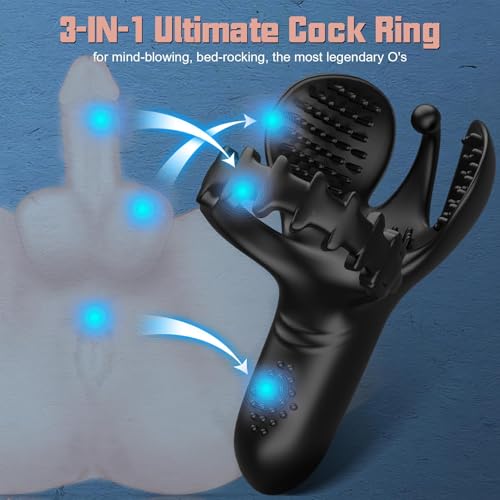 APP Control Vibrating Cock Ring Adjustable Penis Ring Vibrator with Testicle & Perineum Stimulator Penis Vibrator