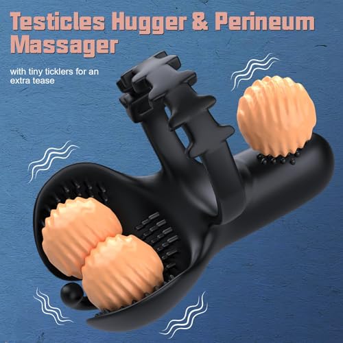 APP Control Vibrating Cock Ring Adjustable Penis Ring Vibrator with Testicle & Perineum Stimulator Penis Vibrator