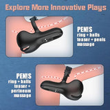 APP Control Vibrating Cock Ring Adjustable Penis Ring Vibrator with Testicle & Perineum Stimulator Penis Vibrator