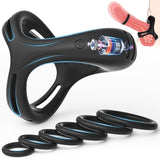 Vibrating Cock Ring Set with 6 Silicone Penis Ring Penis Vibrator with 10 Vibration Modes