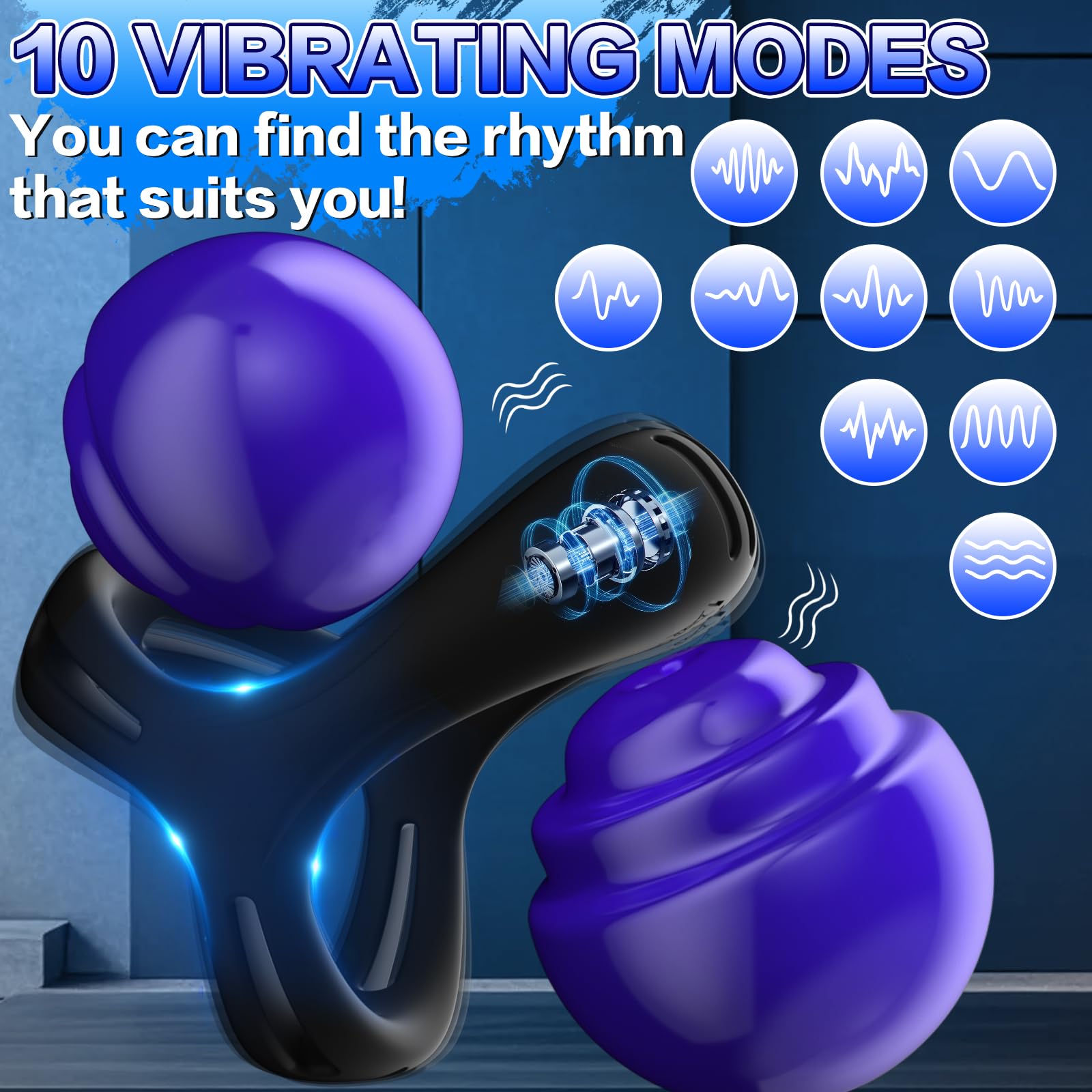 Vibrating Cock Ring Set with 6 Silicone Penis Ring Penis Vibrator with 10 Vibration Modes
