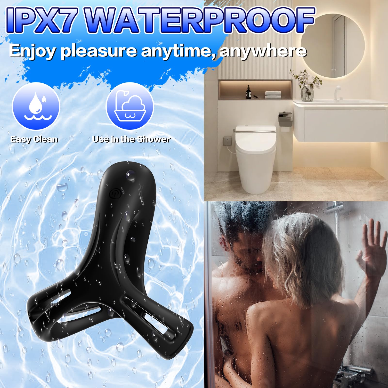 Vibrating Cock Ring Set with 6 Silicone Penis Ring Penis Vibrator with 10 Vibration Modes