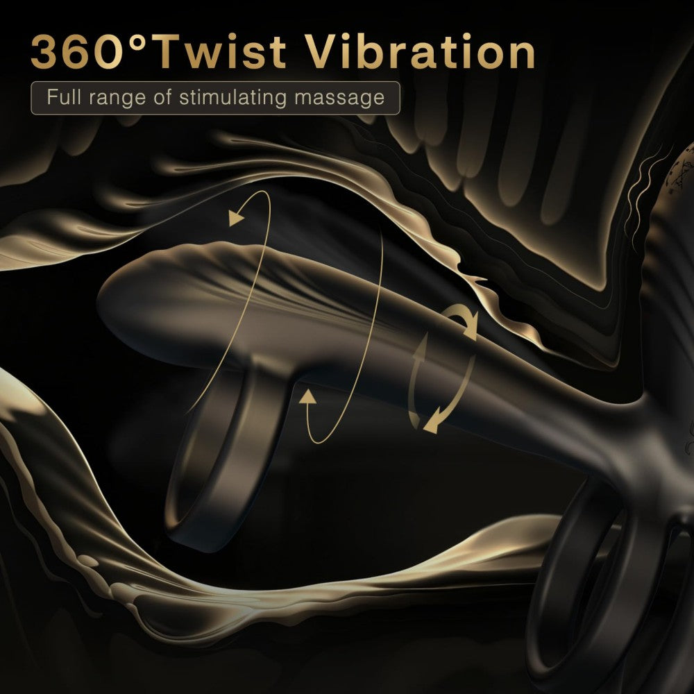 Vibrating Cock Ring with 360° Twisting G-Spot Stimulator Penis Ring Couples Sex Toy for Clitoral & Testicle Stimulation