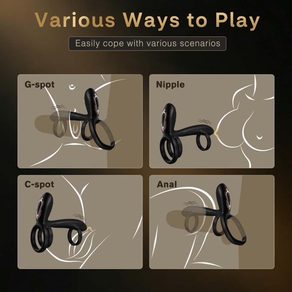Vibrating Cock Ring with 360° Twisting G-Spot Stimulator Penis Ring Couples Sex Toy for Clitoral & Testicle Stimulation