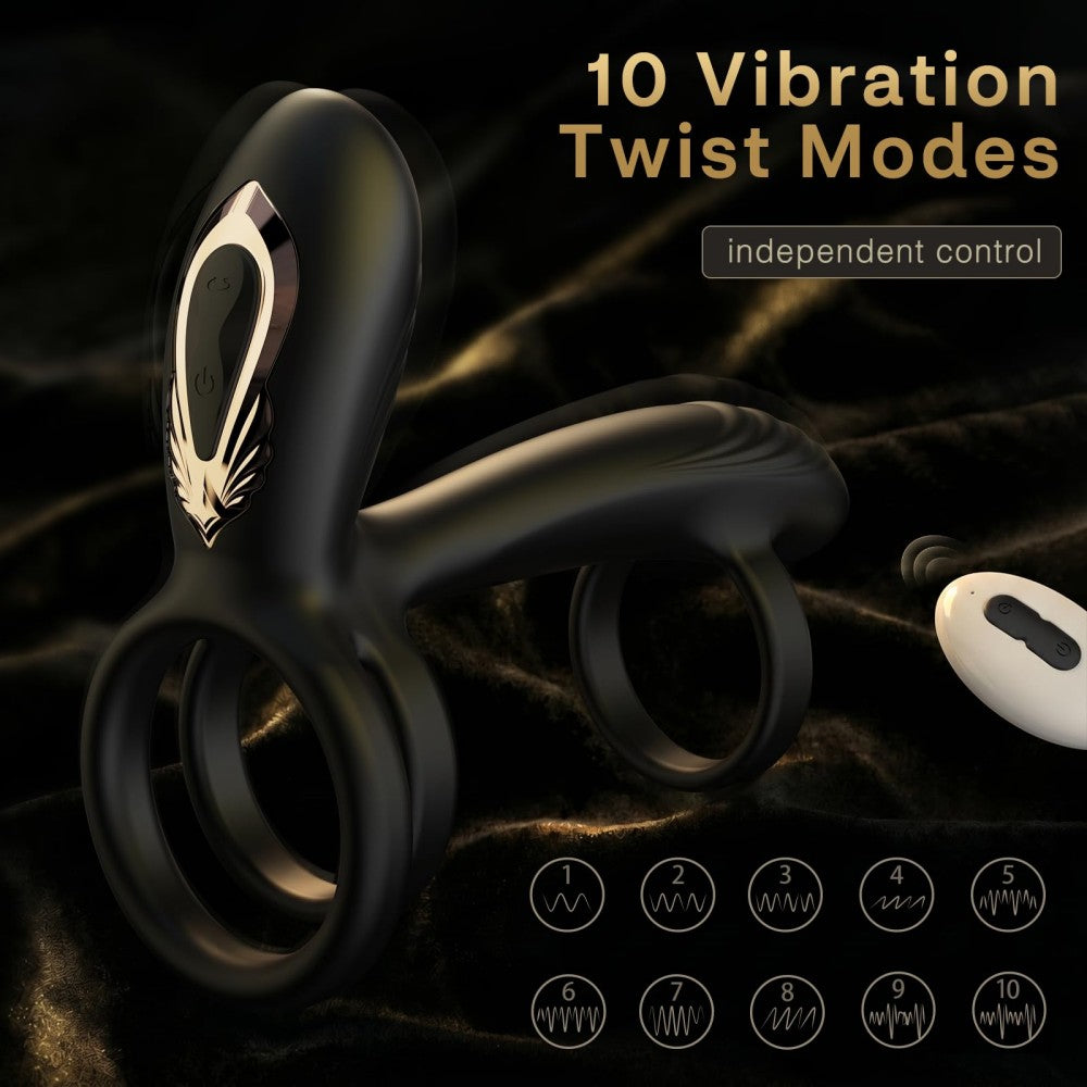 Vibrating Cock Ring with 360° Twisting G-Spot Stimulator Penis Ring Couples Sex Toy for Clitoral & Testicle Stimulation