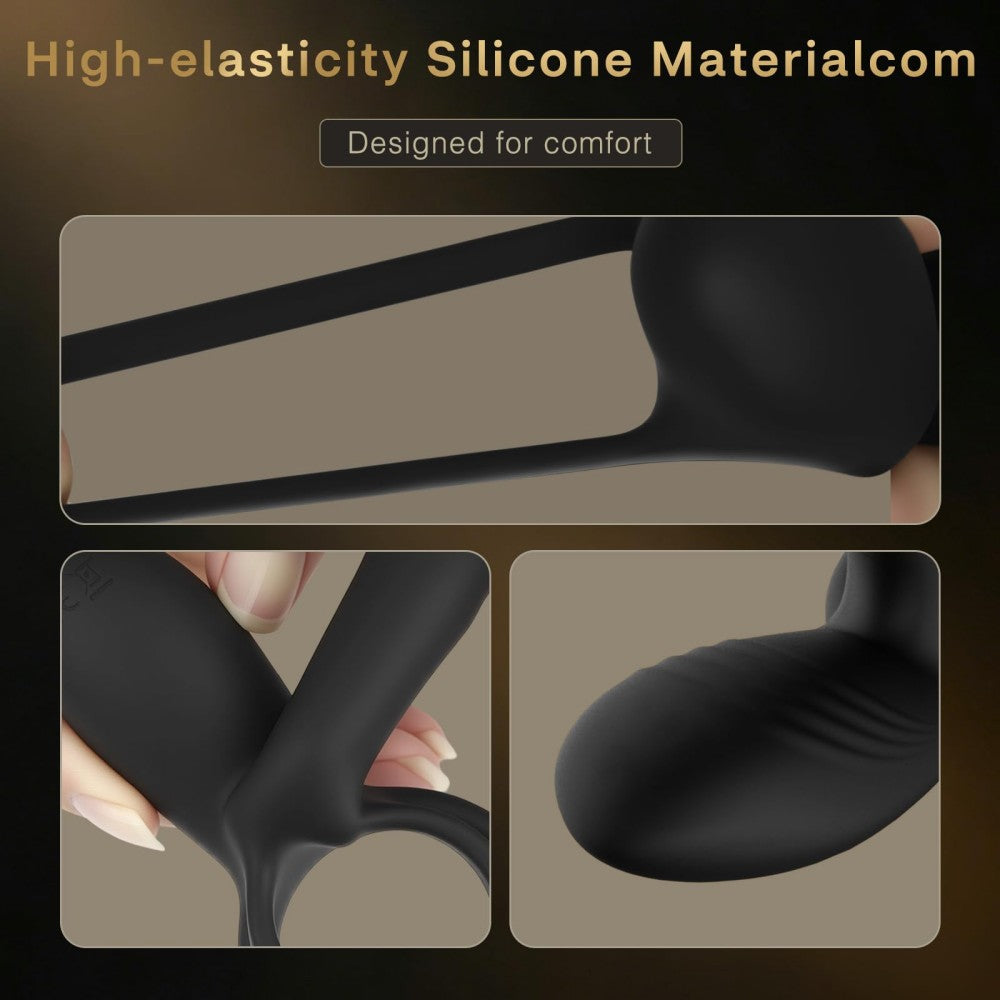 Vibrating Cock Ring with 360° Twisting G-Spot Stimulator Penis Ring Couples Sex Toy for Clitoral & Testicle Stimulation