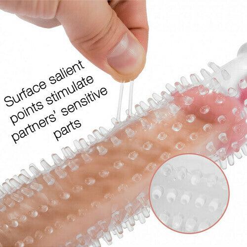 Extensor de pene con funda para pene con textura vibrante 