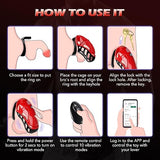 Vibrating Chastity Cage Cock Cage with 10 Vibrations App & Remote Control Penis Cage with 5 Rings 2 Keys