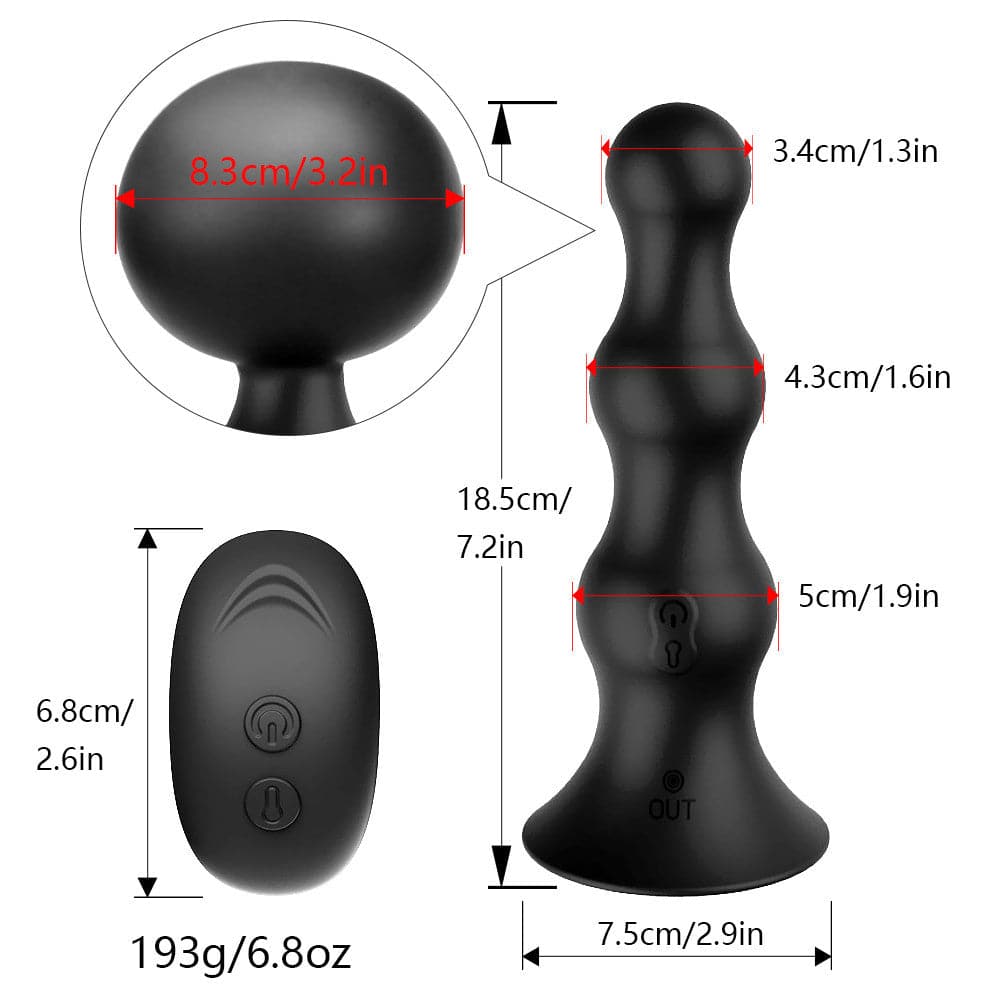 Inflatable Butt Plug 3 Anal Beads Wireless Remote Control Electric Telescopic Prostate Massager