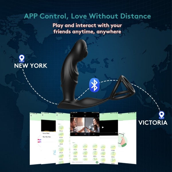 Male Prostate Massager APP Control Anal vibrator with Penis Ring 9 Vibration and Tapping Butt Plug Adult Toys